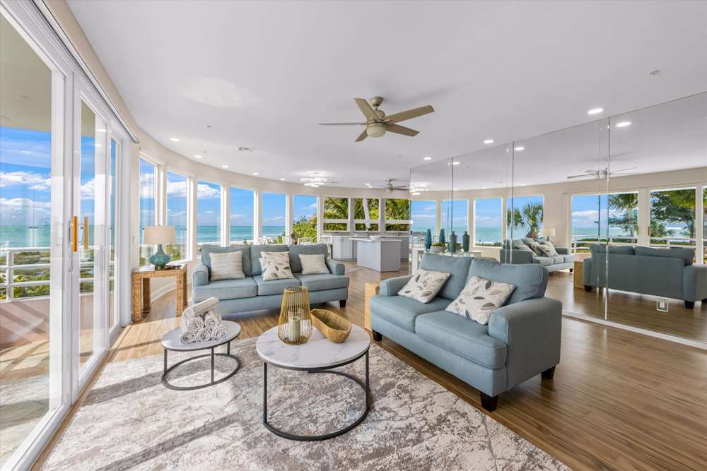 Oceanview living room with panoramic windows