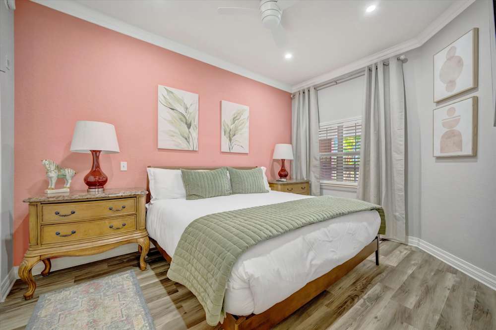 Primary suite with king bed and ensuite bathroom