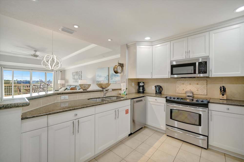 Full kitchen with stainless steel appliances