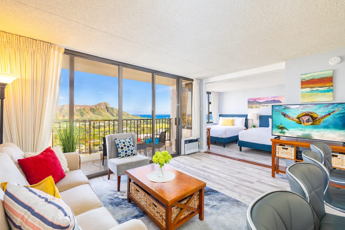 Beautiful ocean and Diamond Head views from this stunning condo