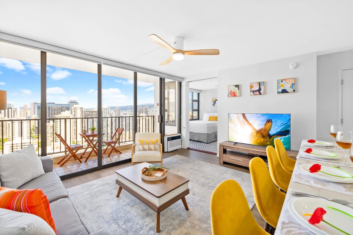 Newly renovated apartment with cozy mid-century modern furniture