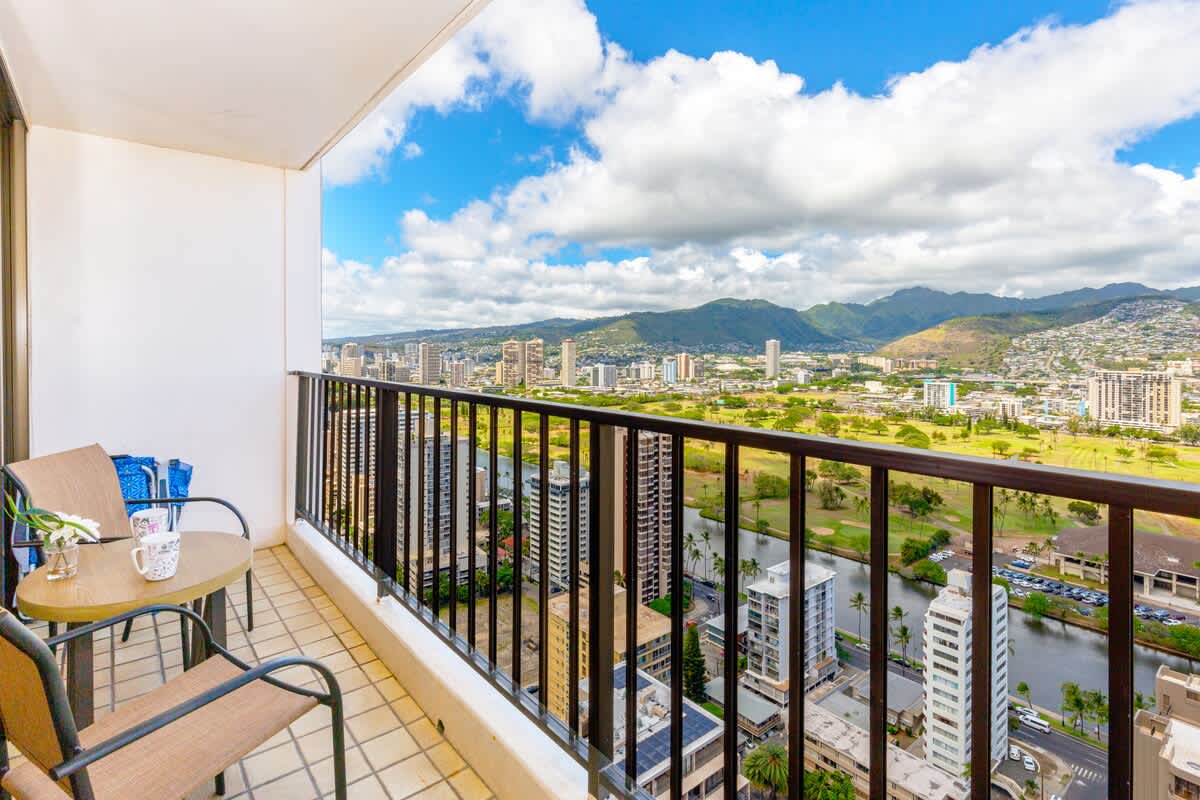 Balcony with beautiful mountain views
