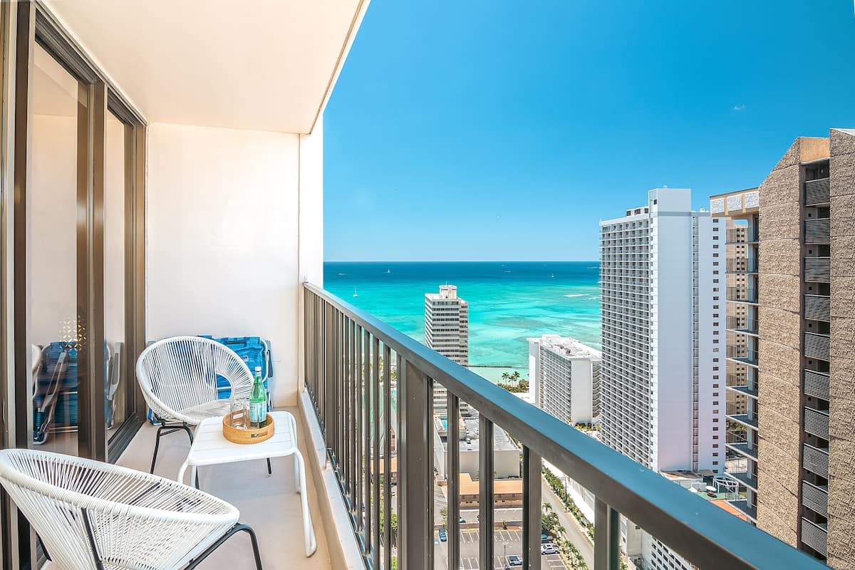 Have morning coffee on your balcony with this beautiful ocean view.