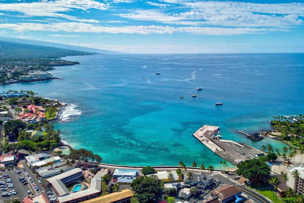 Scenic Aerial View of Kailua Bay & Surrounding Coastline