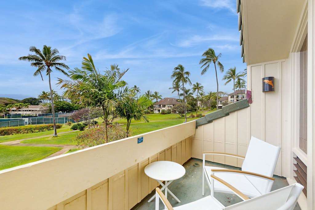 Private lanai with seating for relaxing outdoors