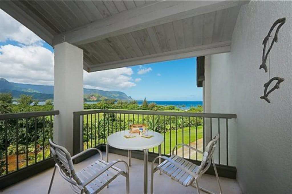 Enjoy morning coffee on the balcony with peaceful tropical views