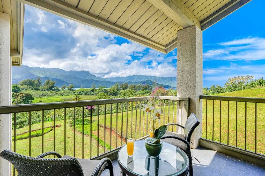 Sip morning coffee while enjoying peaceful mountain views from balcony
