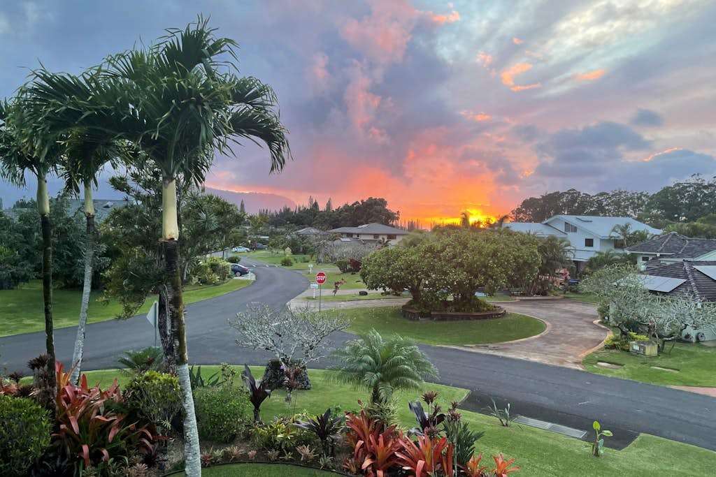 Enjoy vibrant evening skies right from the property grounds