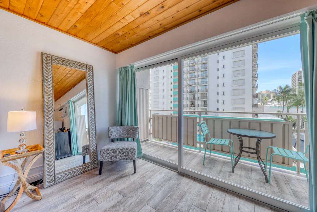 Experience a comfortable studio stay with an easy transition between the interior and balcony.
