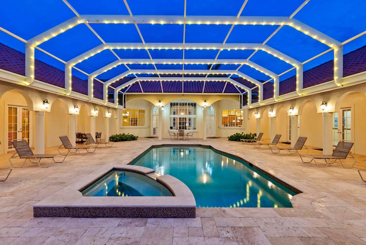 Pool Area with Beautiful Lights