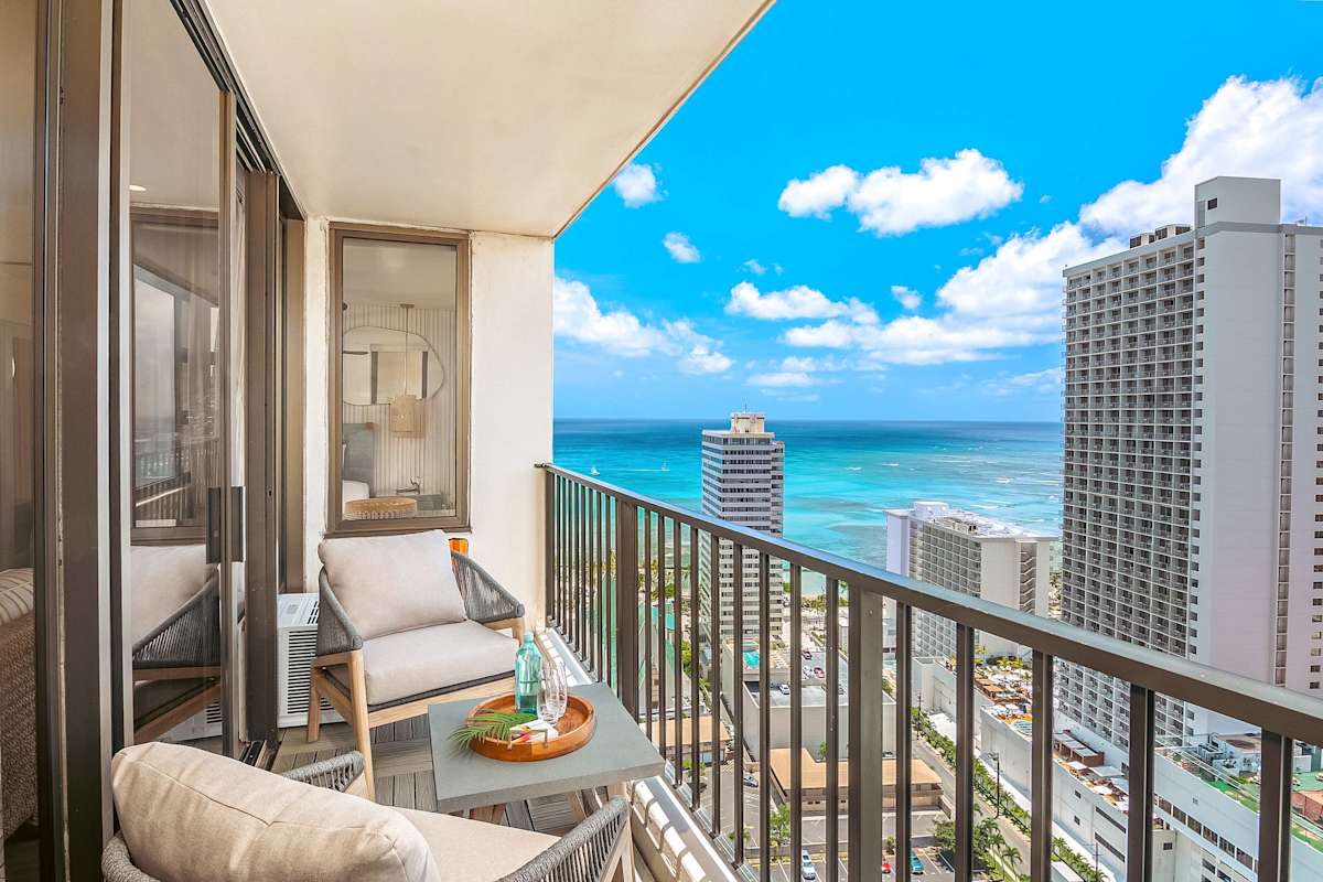 Have coffee or a bottle of wine on your balcony with stunning ocean views.