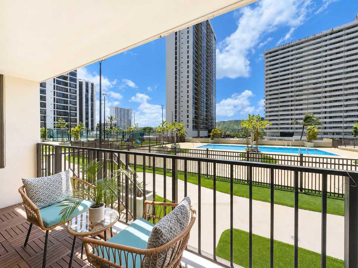 Enjoy your morning coffee from your balcony while looking at the refreshing pool view!