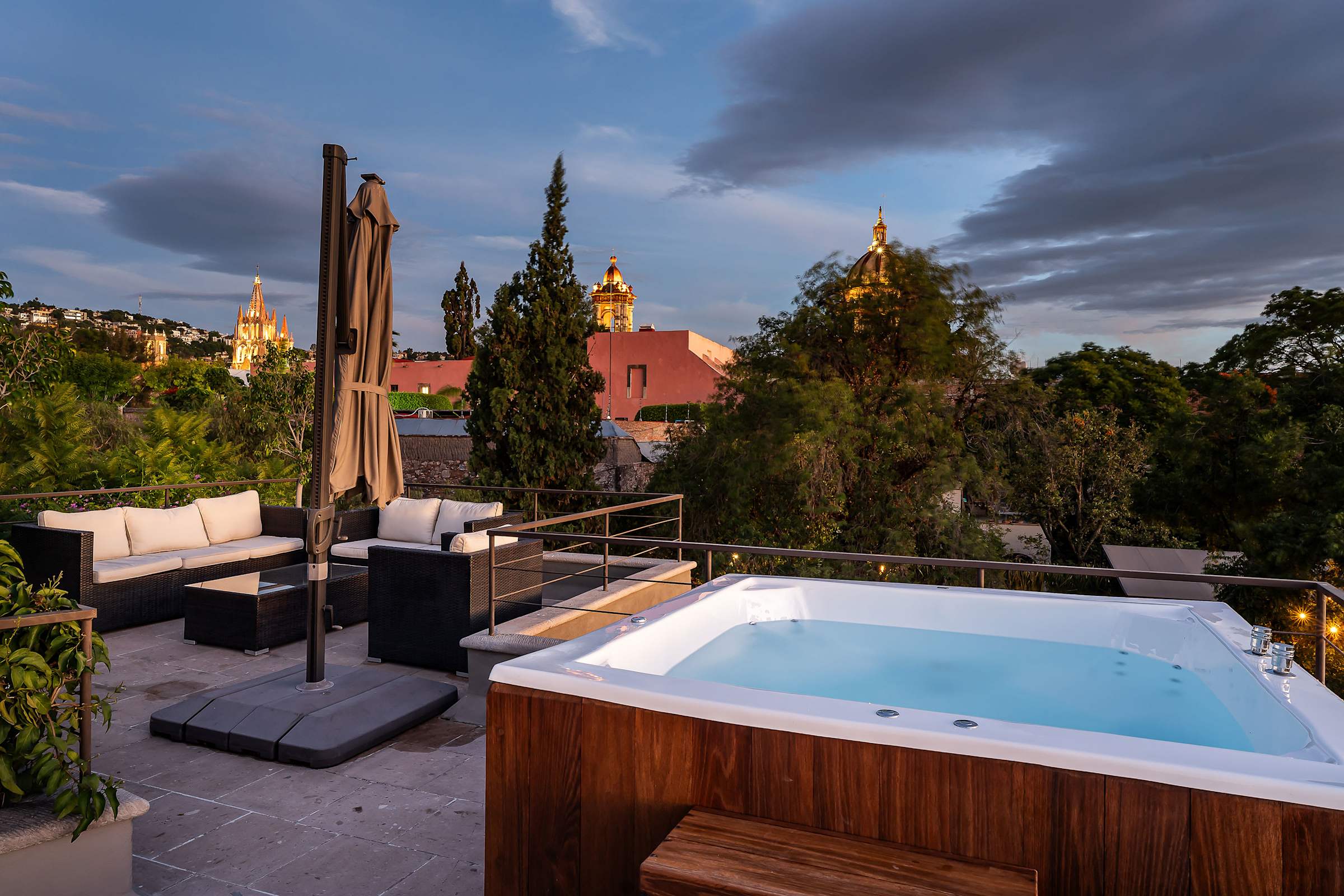 Private rooftop with hot tub and iconic landmark views