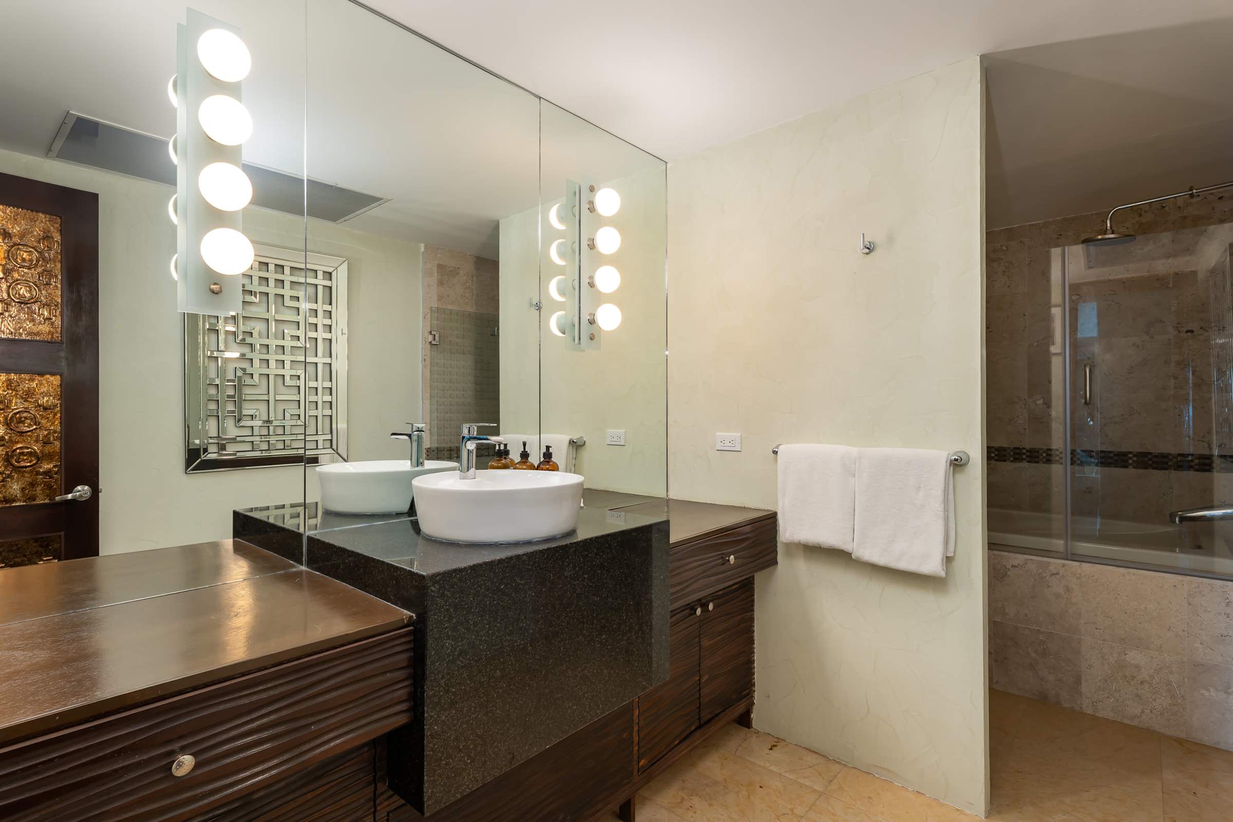 Guest bathroom with double vanity