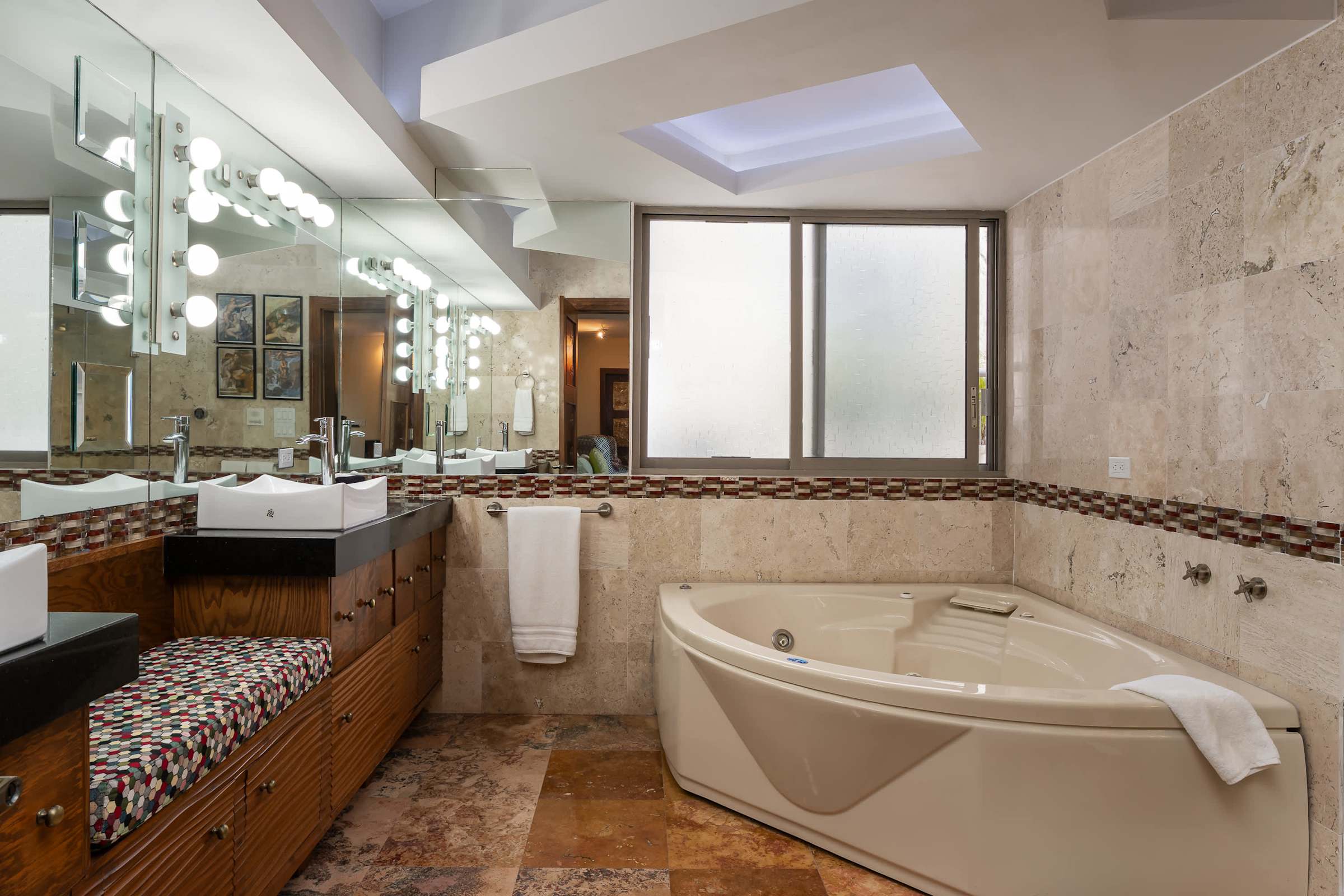 Primary bathroom with soaking tub
