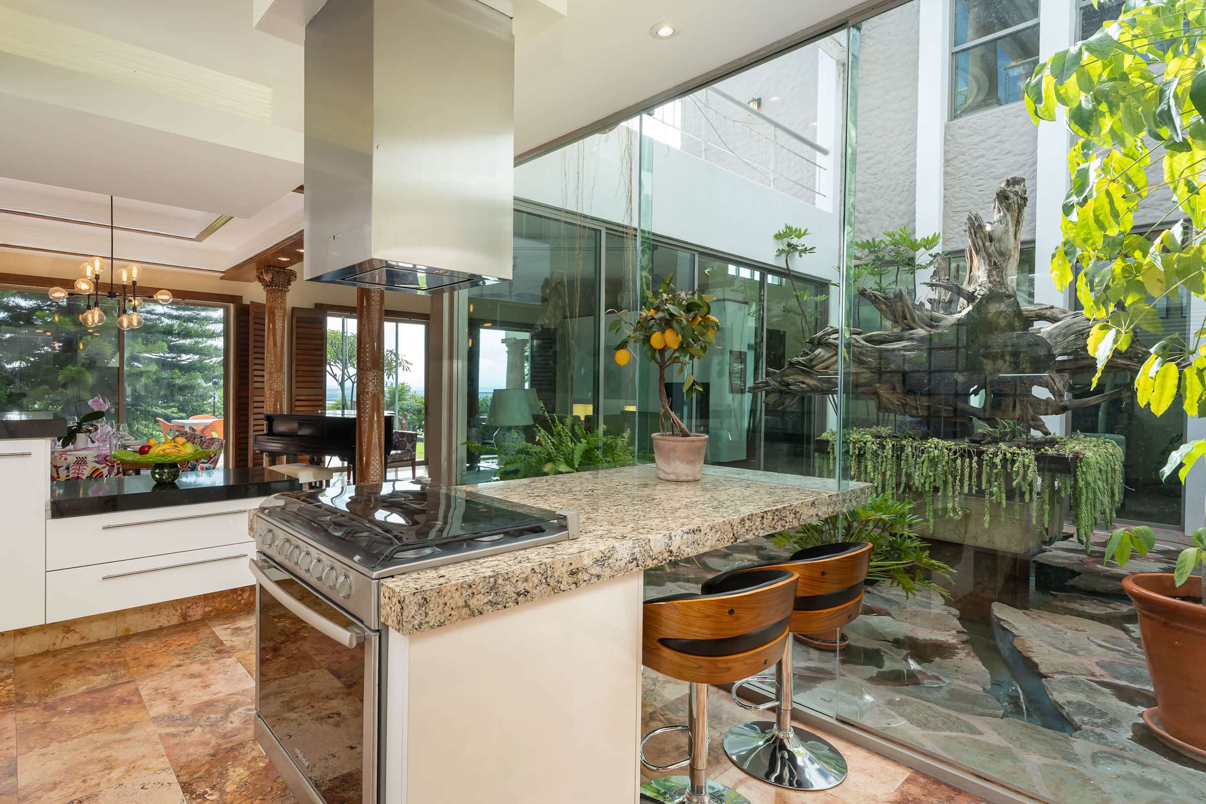 Kitchen with courtyard view