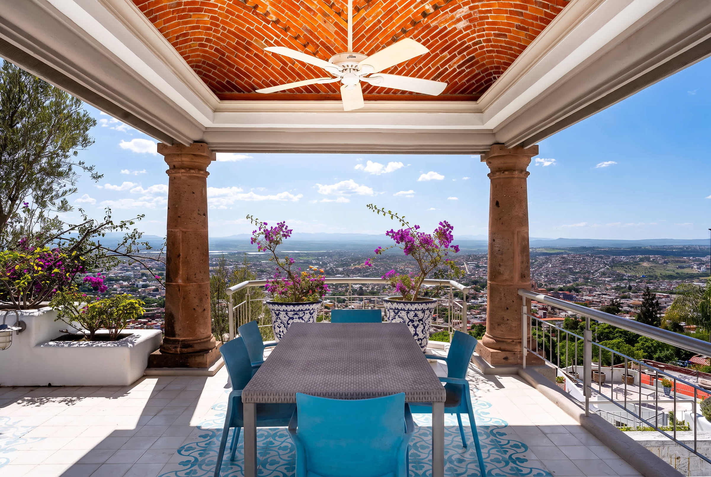 Top-level terrace dining with panoramic views of San Miguel de Allende
