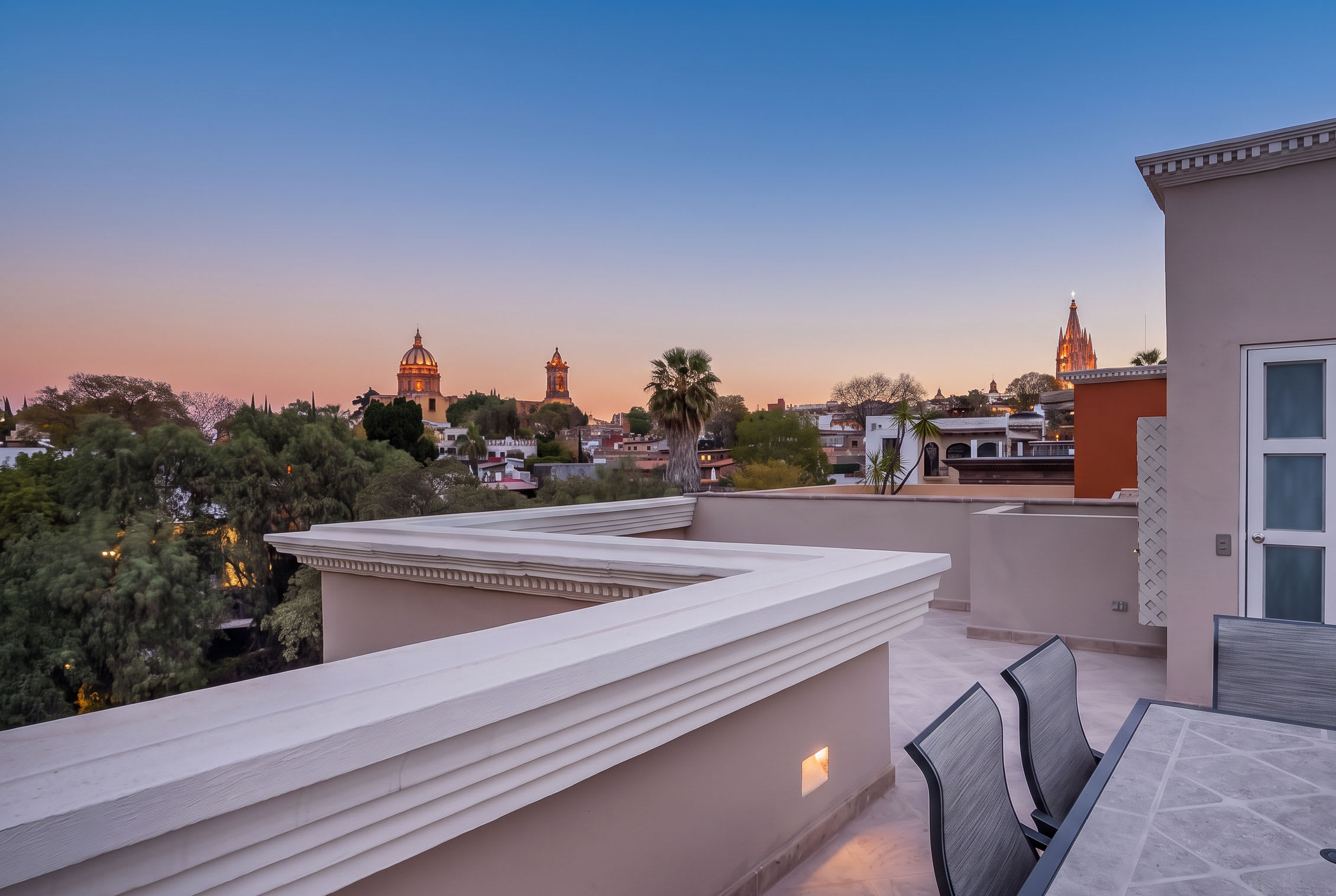 Private rooftop with city views