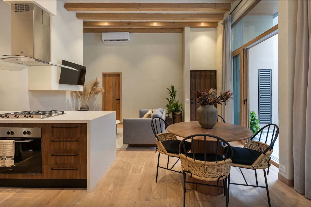 Open space kitchen and living area
