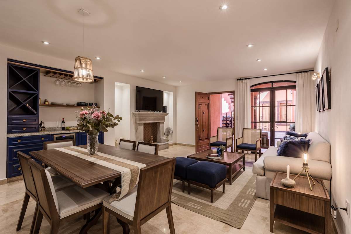 Living room and dining area
