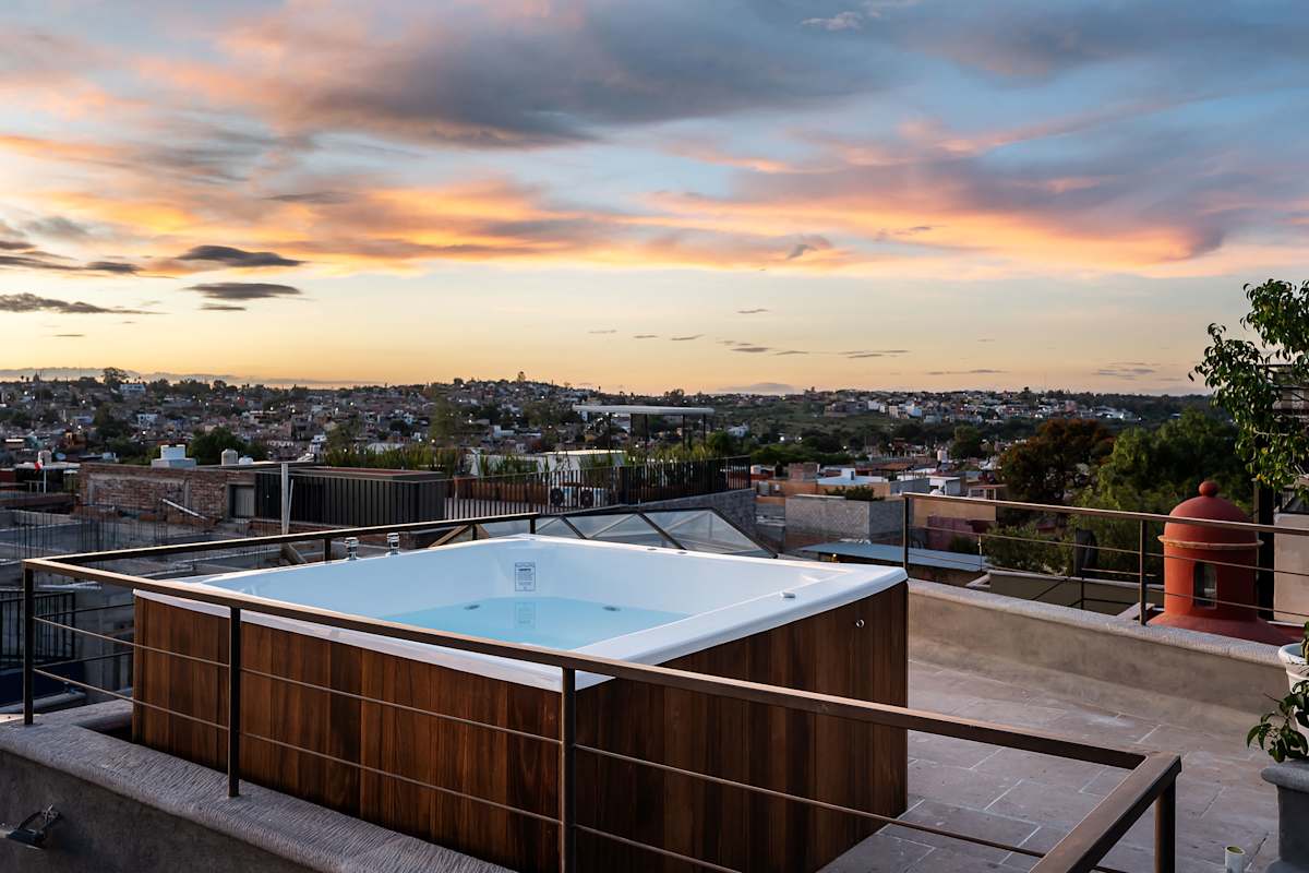Private rooftop with hot tub and panoramic sunset views