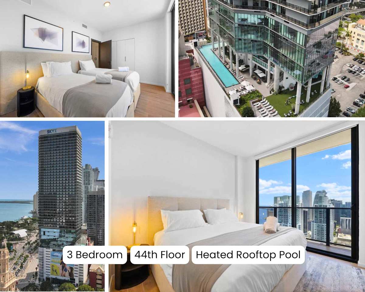 Spacious 3BR Retreat Skyline Bay Views at Miami