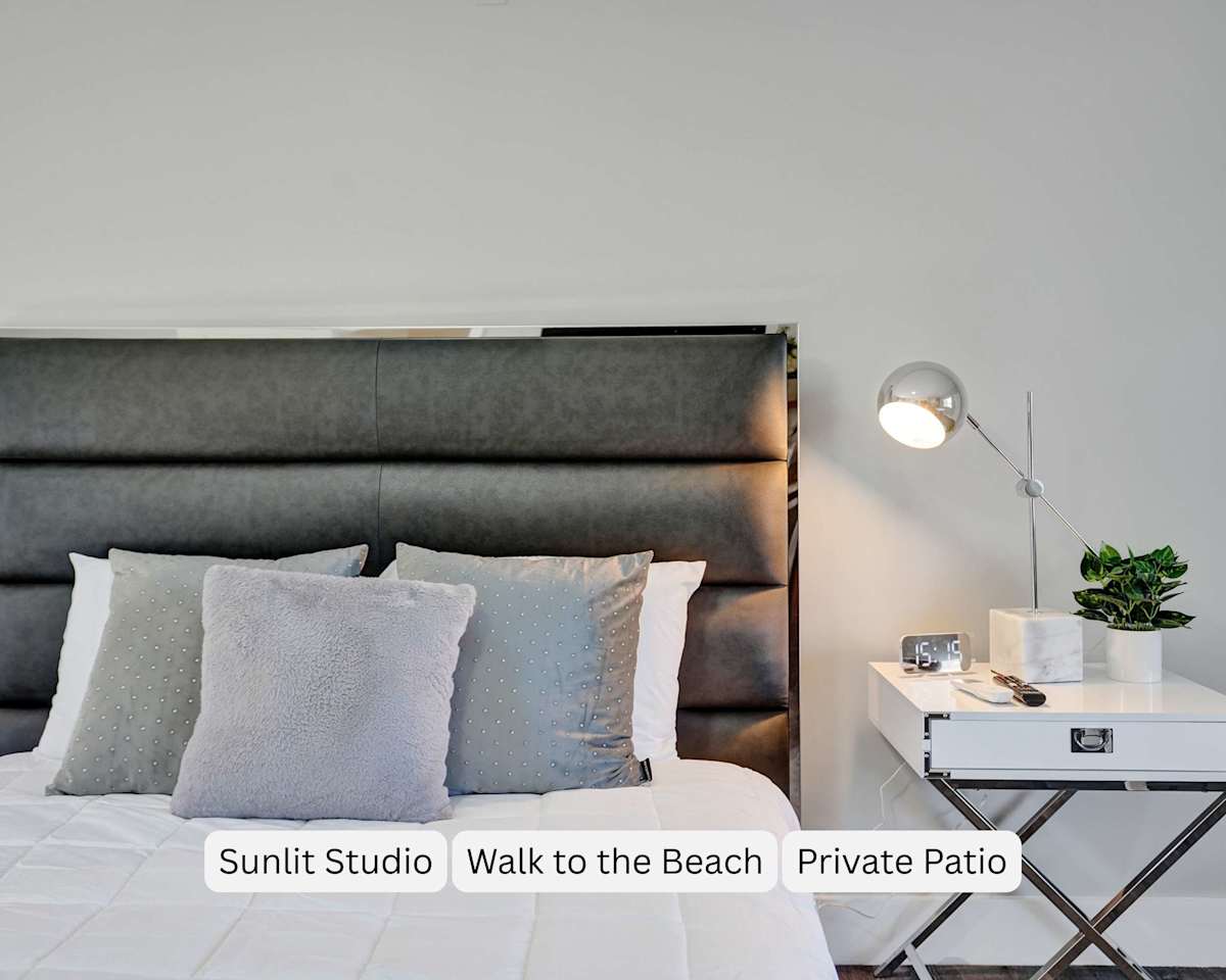 Coastal Studio w/ Private Patio • Walk to Beach