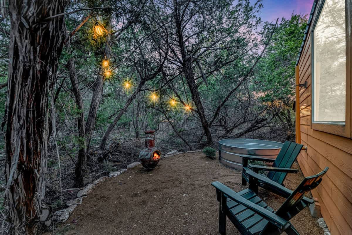 Tiny Home! | Private Cowboy Pool | Near Wimberely — Peaceful patio