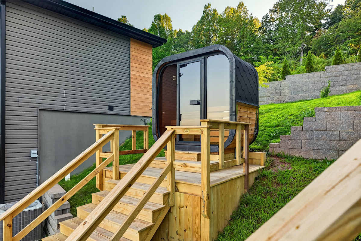 A sauna adds a relaxing touch to your mountain getaway.