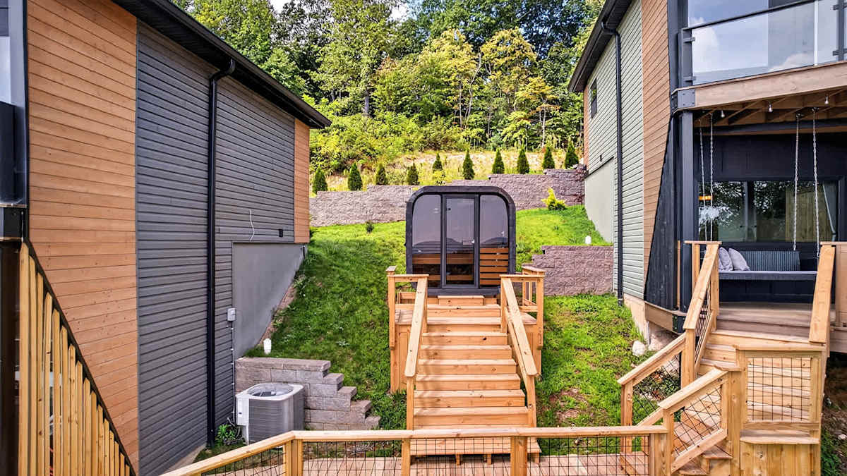 A sauna adds a relaxing touch to your mountain getaway.
