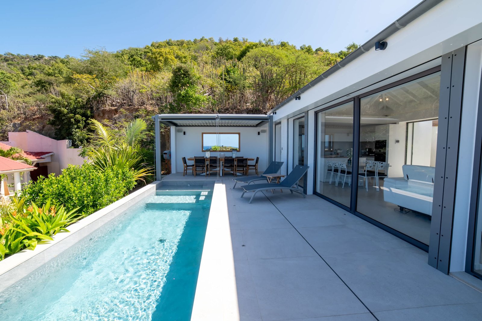 Villa GRENADINES terrace and harbor view, Gustavia, St. Barths