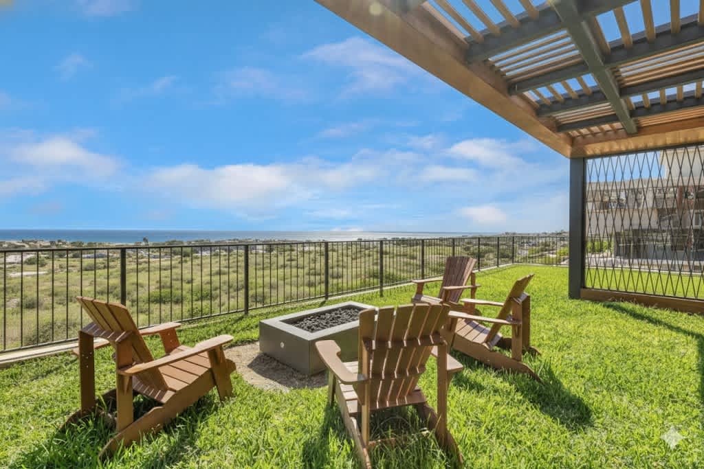 Fire pit terrace with ocean views at Casa Alvar, Quivira