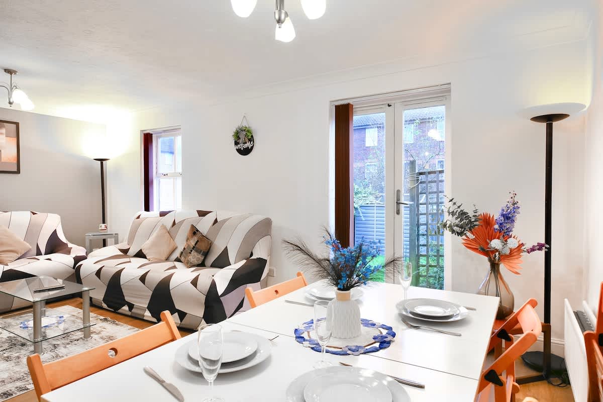 The dining and living room in our house in Merton
