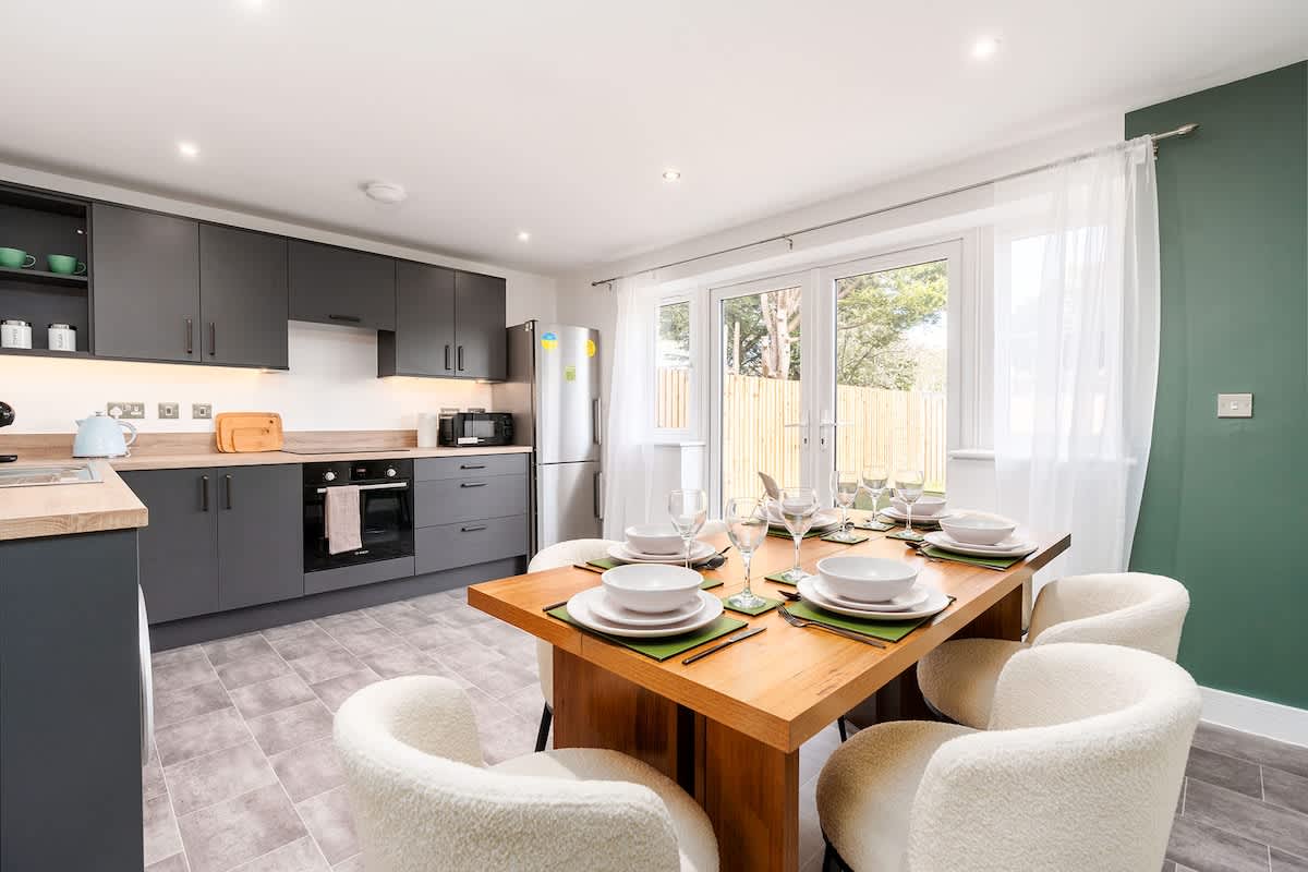 Open-plan kitchen and dining room in one of our homes in Churchdown