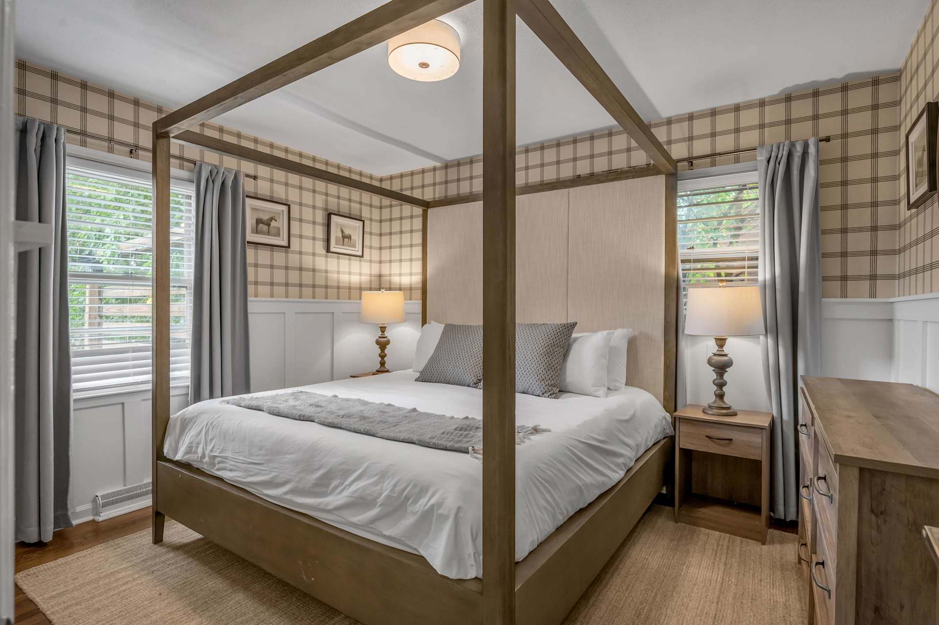 sleep harder than you have in months — a king bed, your own private bath steps away, and a door you can close on the whole busy house.