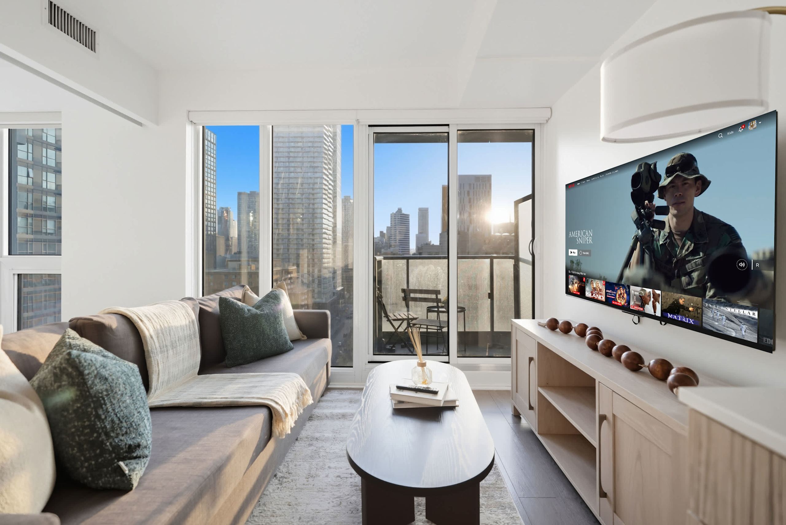 Stylish 2BR Retreat, Patio & Skyline Views-hero-photo