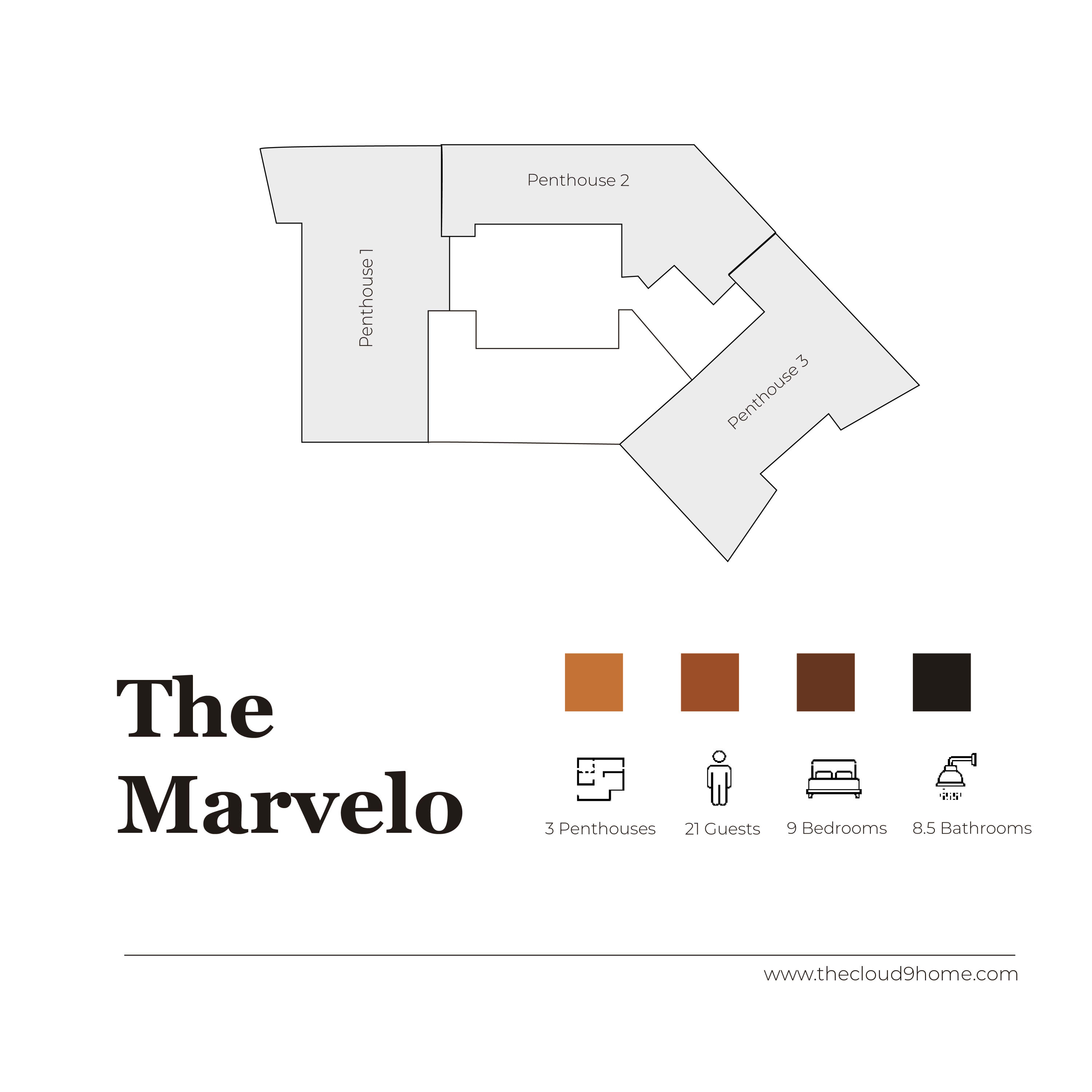 3 Penthouses, 1 Floor, Group Stay, Sleeps 21 interior 5