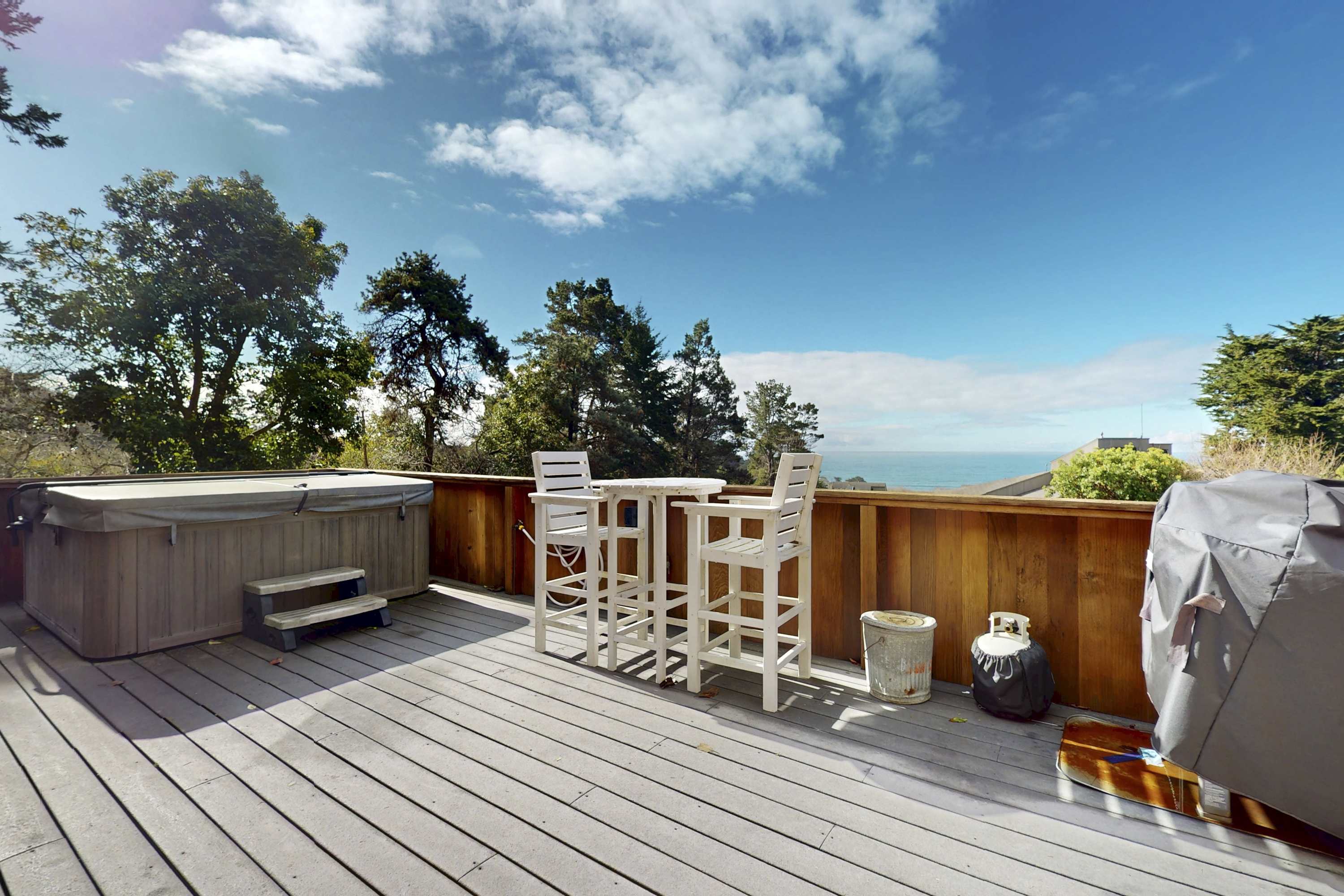 Your deck awaits, complete with seating for sunset views and a hot tub for stargazing under dark night skies.