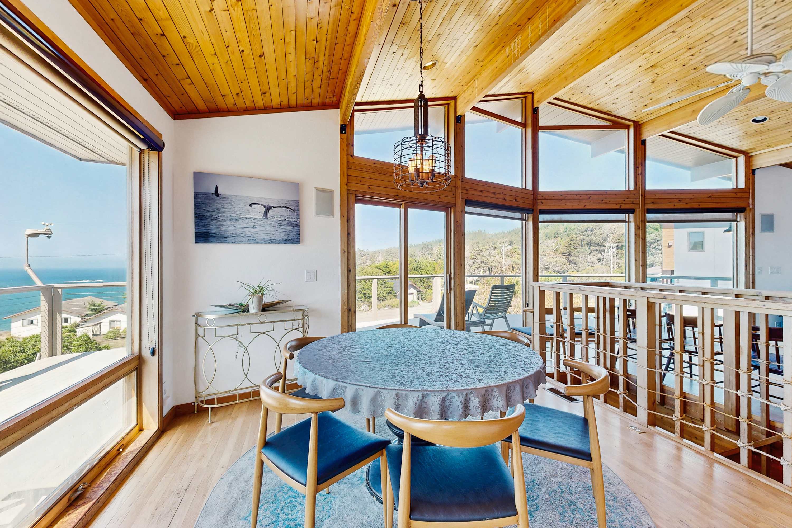 Dine in style as you enjoy panoramic views of the coastline, making every meal a memorable experience at Gualala Harmony House.
