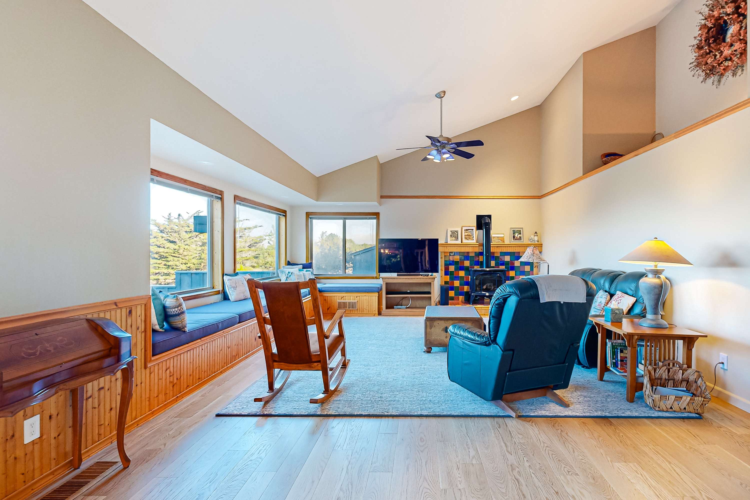 Morning light fills this cozy living space, ideal for sipping coffee while planning your day's explorations along the coast.