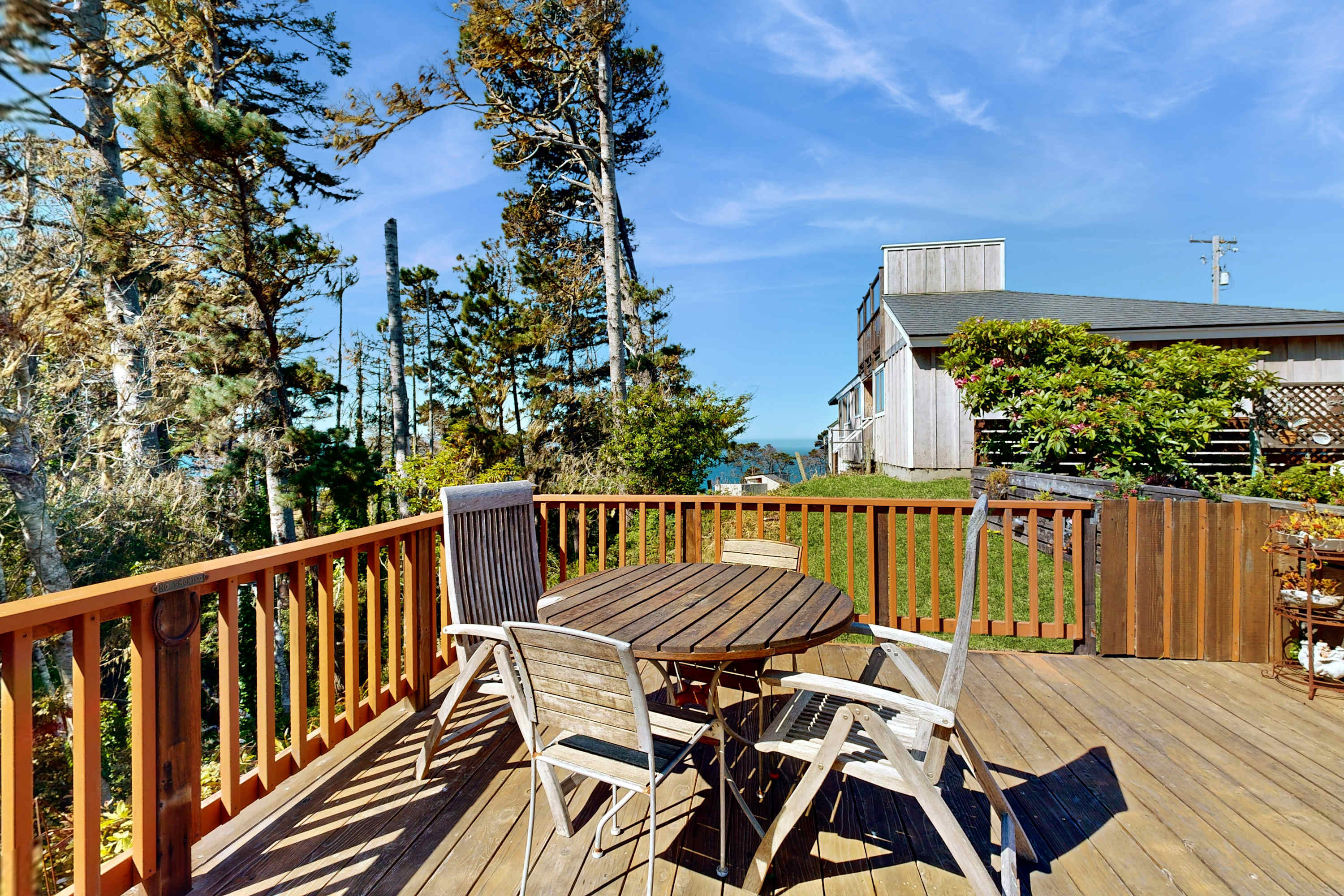 Step onto the deck and soak in breathtaking ocean views, ideal for savoring your morning coffee or evening sunsets.