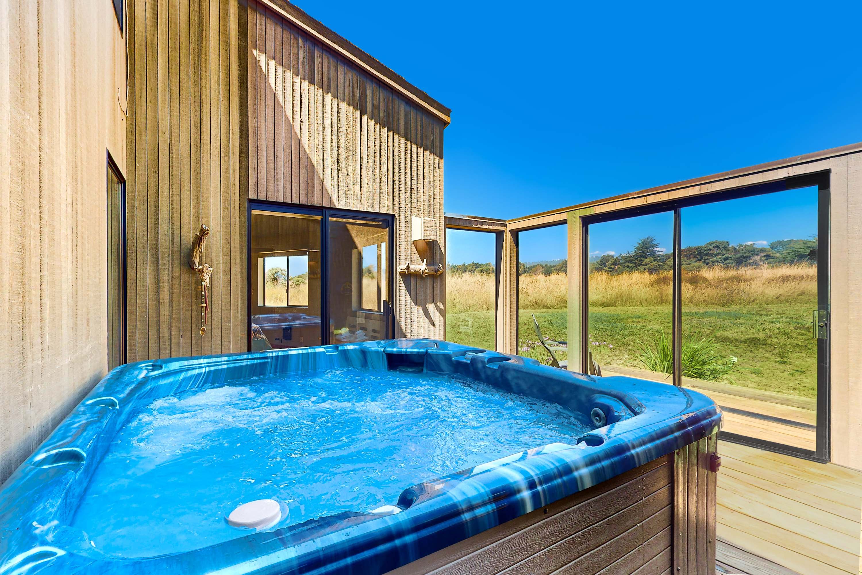 Step into relaxation in your private hot tub, where every soak is accompanied by serene views and peaceful solitude.