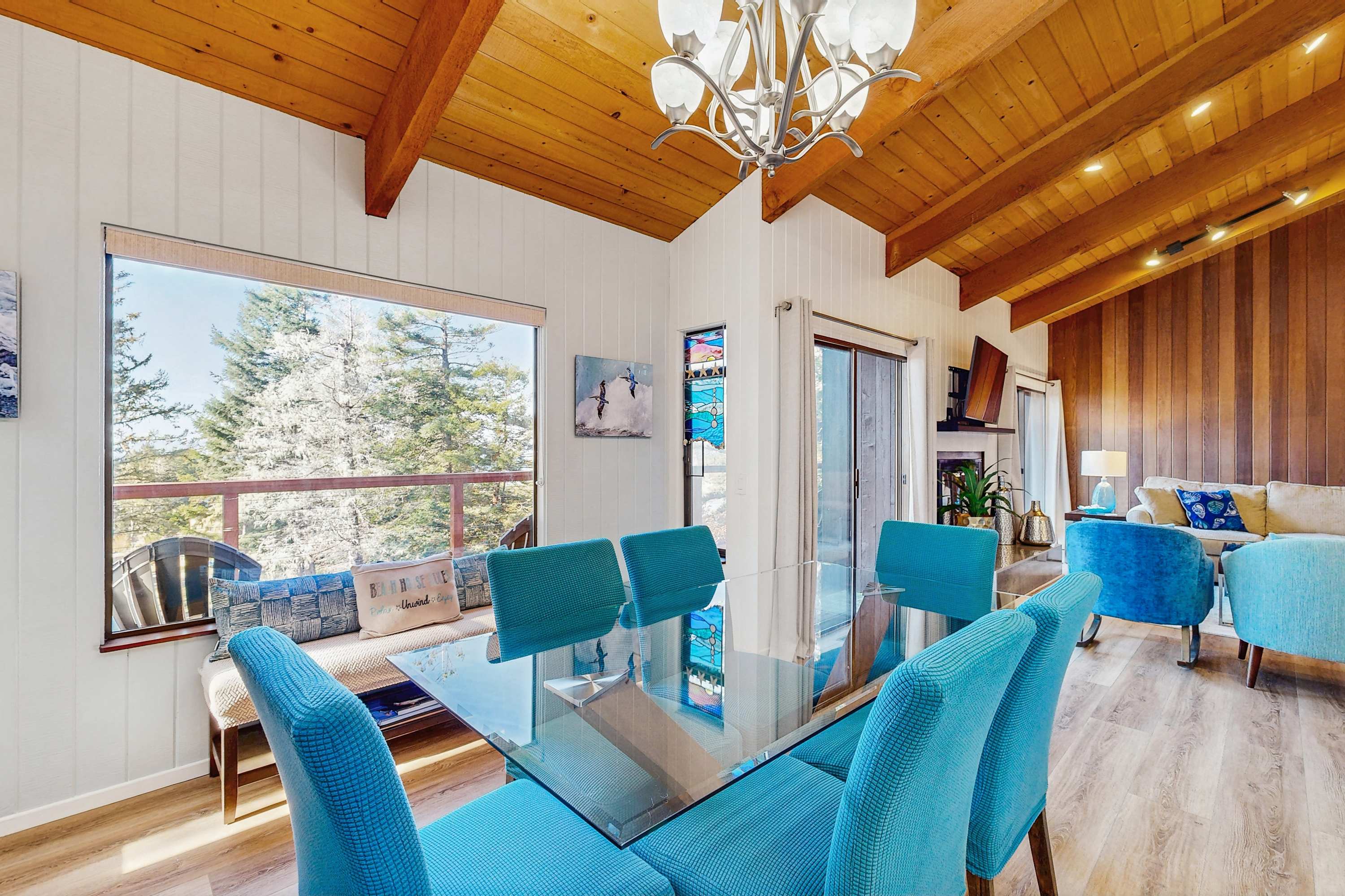 Come gather around the stylish dining table, where every meal becomes a celebration with nature's beauty just outside your window.