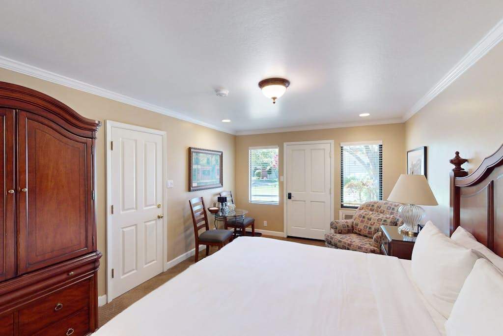 Settle into your spacious suite with a cozy reading chair, writing desk, and generous closet space for your Napa Valley wardrobe
