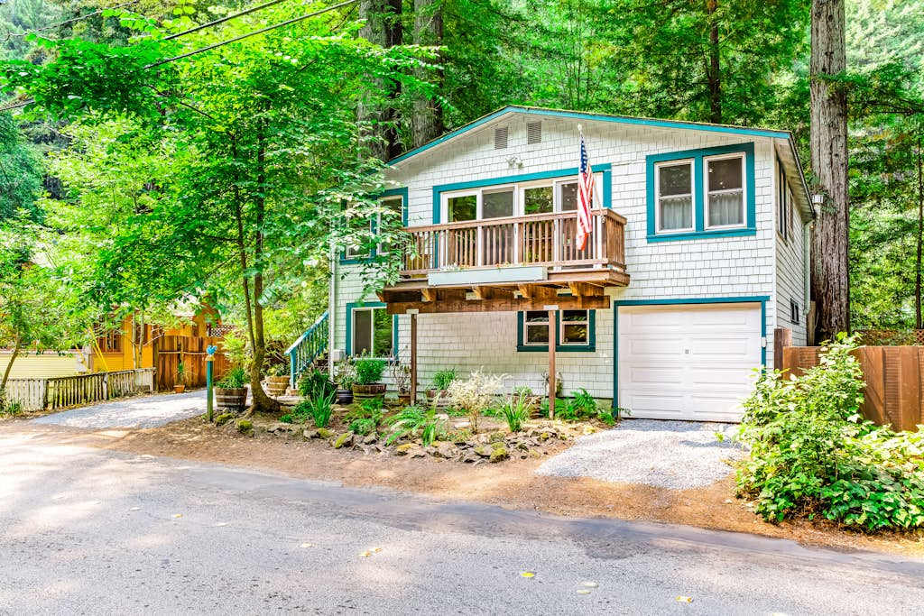 Welcome to Creek House — your charming cottage hideaway tucked beneath towering trees in the heart of Guerneville, with a private balcony and easy driveway parking.