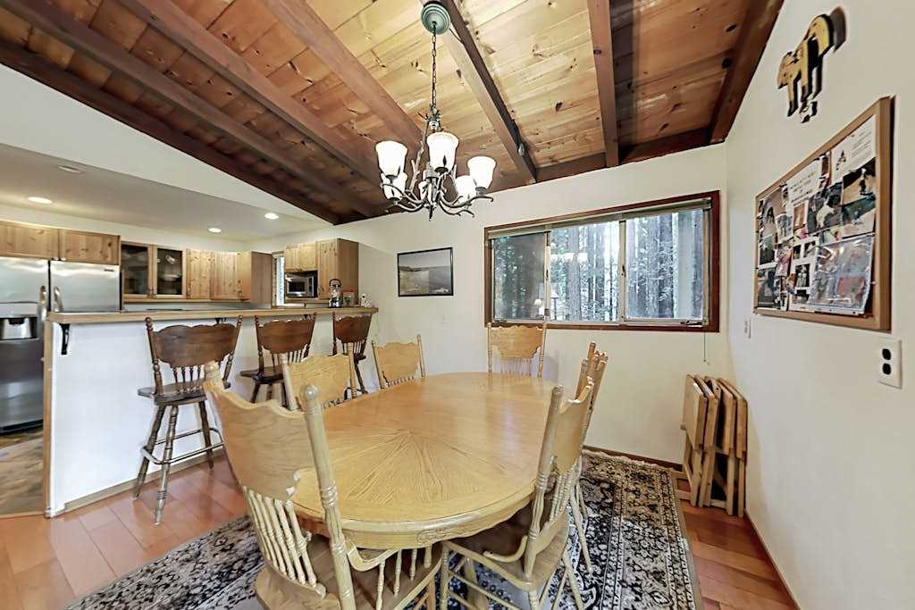Share your favorite wine country discoveries over dinner at your spacious six-seat table beneath a warm wood ceiling and wrought-iron chandelier.
