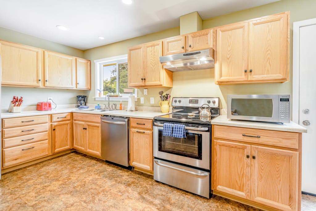 Cook with Sonoma County's legendary produce in your full kitchen — a gas range, dishwasher, microwave, and ample counter space make meal prep a pleasure.