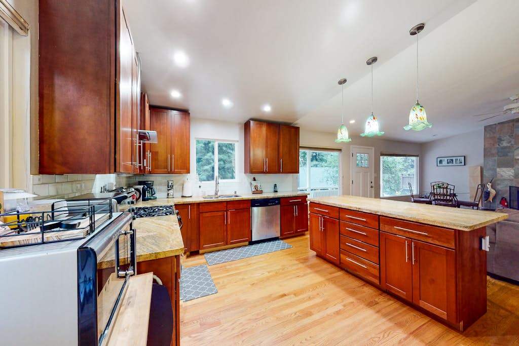 Generous counter space and modern appliances give you room to spread out — prepare a charcuterie board with local cheeses or cook a full dinner after your Russian River adventures.