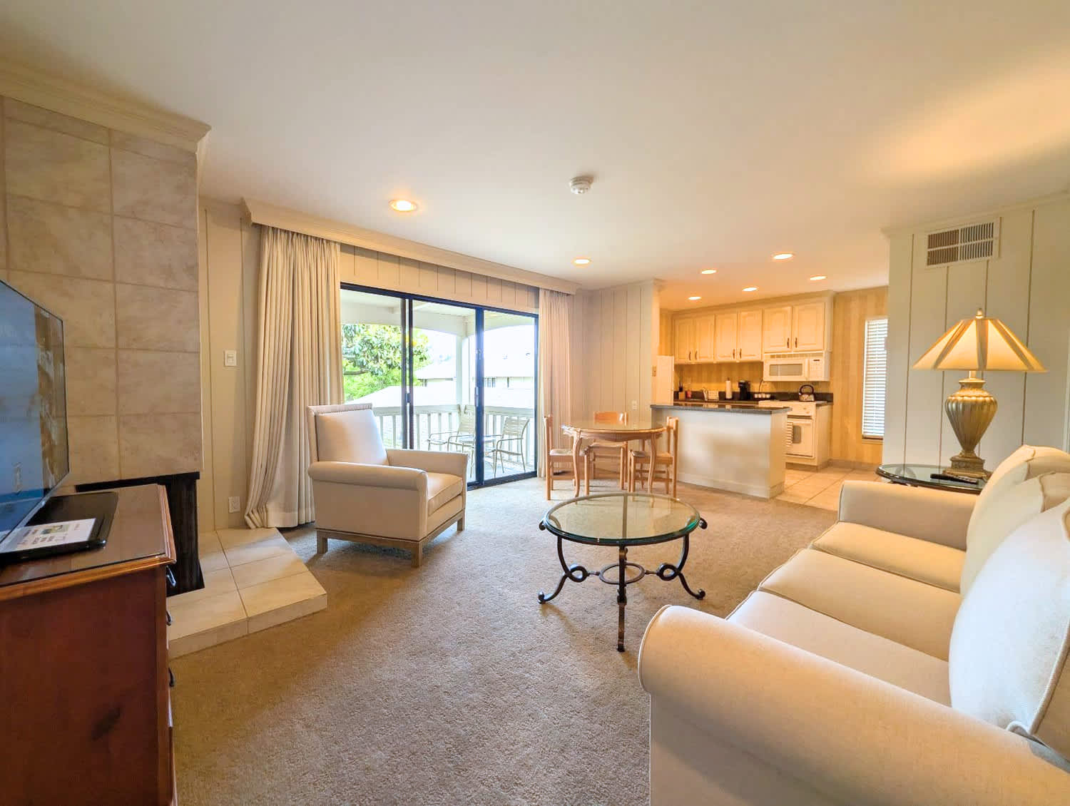 Relax on the couch after a day of exploring and experiencing events in the area. 