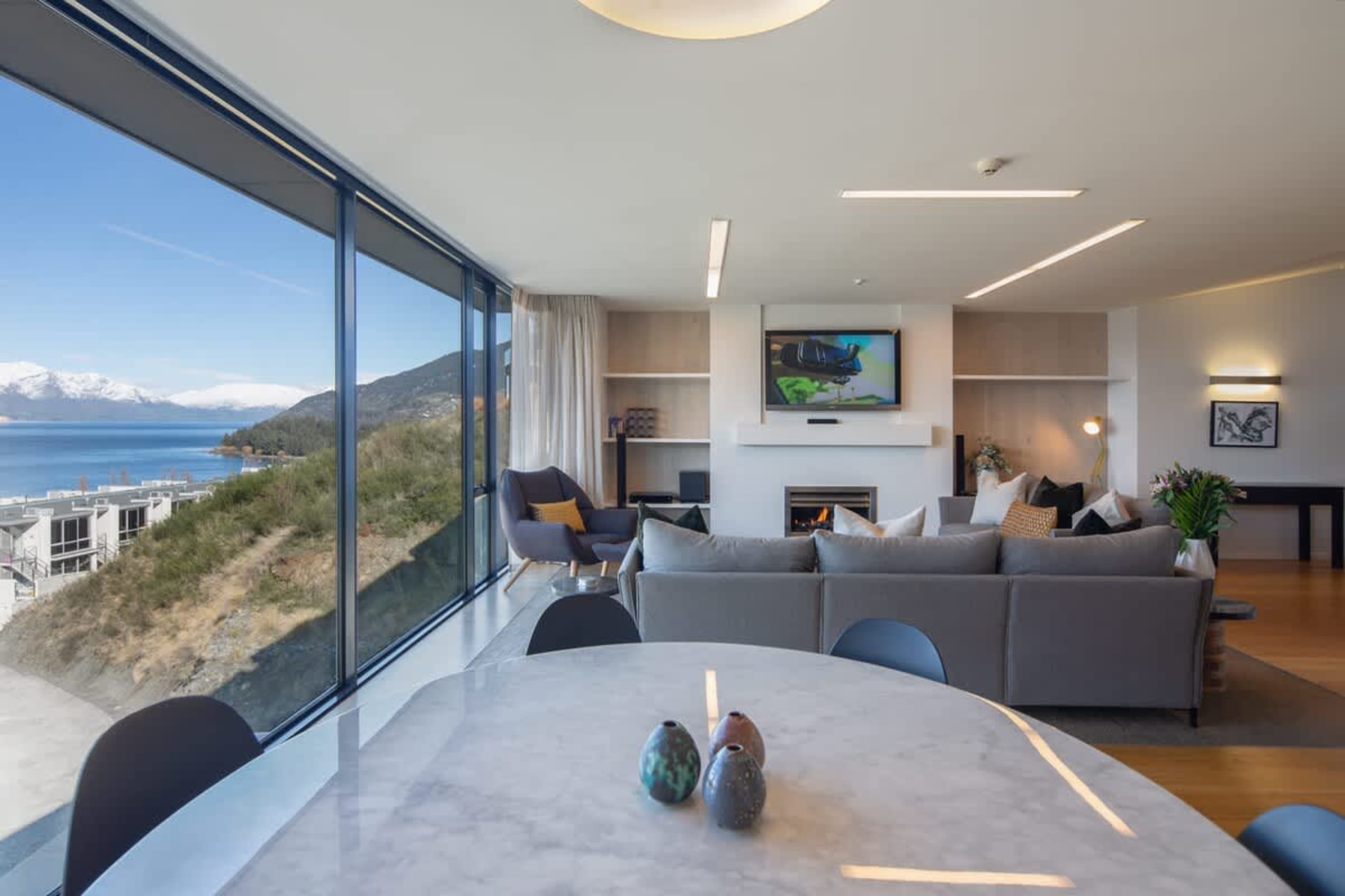 Elegant dining and living area in our Queenstown 5-star accommodation